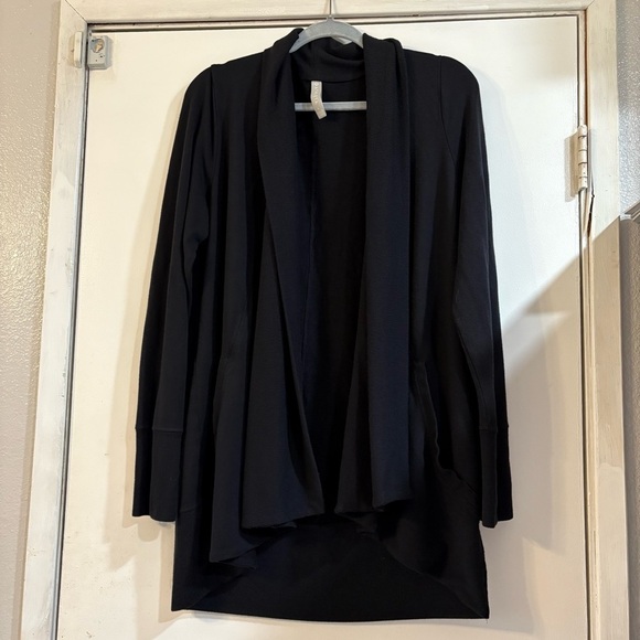 Athleta Black Pranayama Restore Wrap Cardigan Sweater Womens Large Open Front - Picture 4 of 9